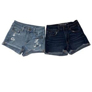 2 Pair American Eagle Hi-Rise Shortie Jean Shorts – Size 4 & 6